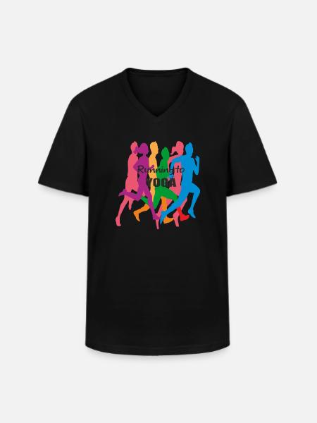 Running to yoga - Men's V-Neck T-Shirt - black