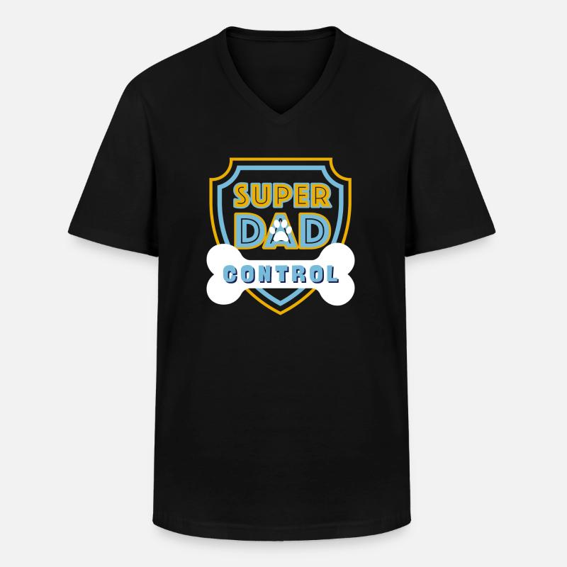 Super Dad Control Light Blue - Männer-T-Shirt mit V-Ausschnitt - Schwarz