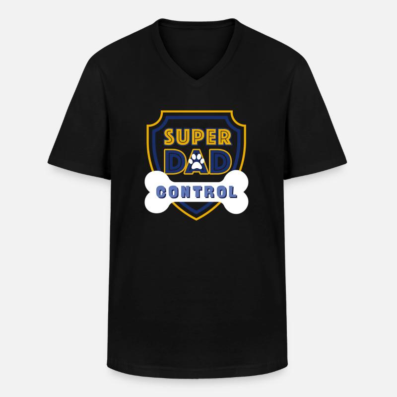 Super Dad Control Dark Blue - Männer-T-Shirt mit V-Ausschnitt - Schwarz