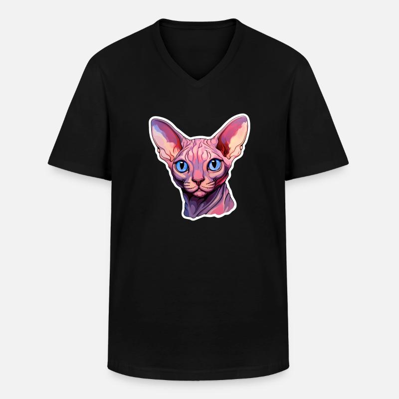Sphynx-Katzenkopf - Männer-T-Shirt mit V-Ausschnitt - Schwarz