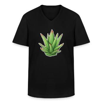 Aloe Vera Plant - Men's V-Neck T-Shirt - black - Front - AI Model Male 178 dark (178cm)