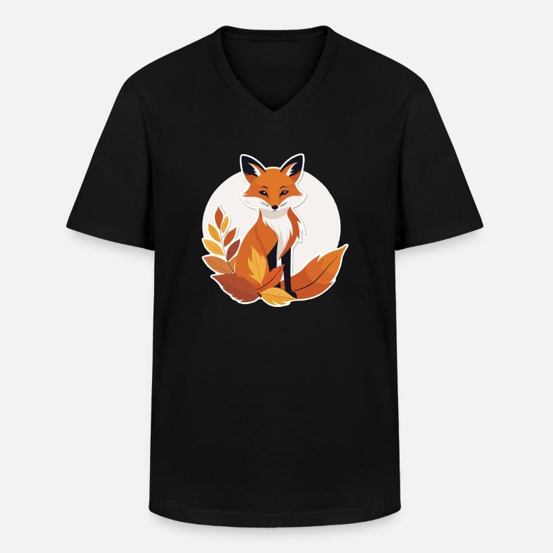 Fuchs im Herbst #8 - Männer-T-Shirt mit V-Ausschnitt - Schwarz