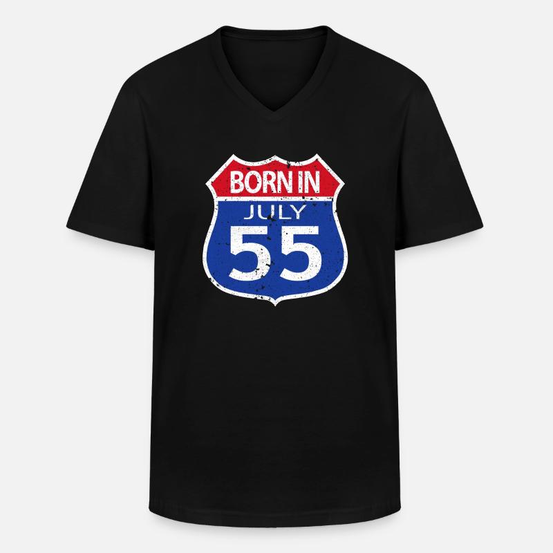 Né(e) en Juillet 1955 - T-shirt col V Homme - noir