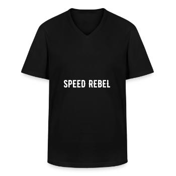 Speed Rebel - Men's V-Neck T-Shirt - black - Front - AI Model Male 178 dark (178cm)
