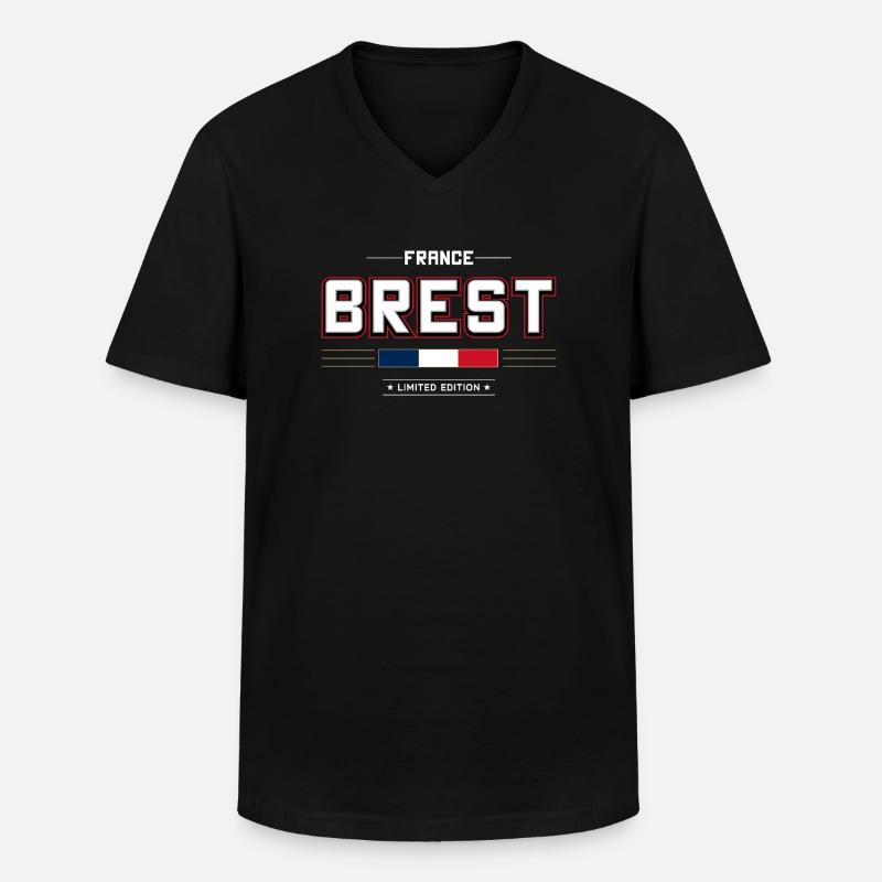 Brest - Männer-T-Shirt mit V-Ausschnitt - Schwarz