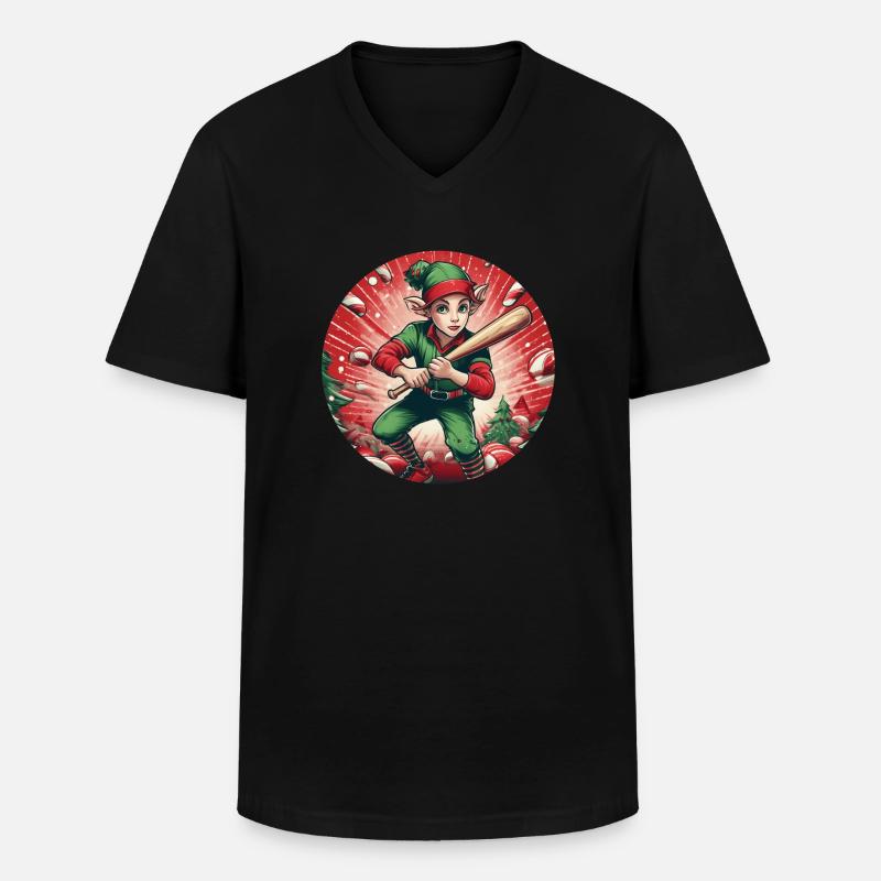 Weihnachtself-baseball - Männer-T-Shirt mit V-Ausschnitt - Schwarz
