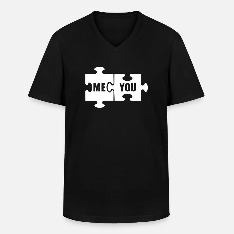Puzzle - Männer-T-Shirt mit V-Ausschnitt - Schwarz