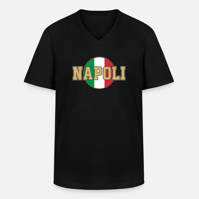 NAPOLI - Männer-T-Shirt mit V-Ausschnitt - Schwarz