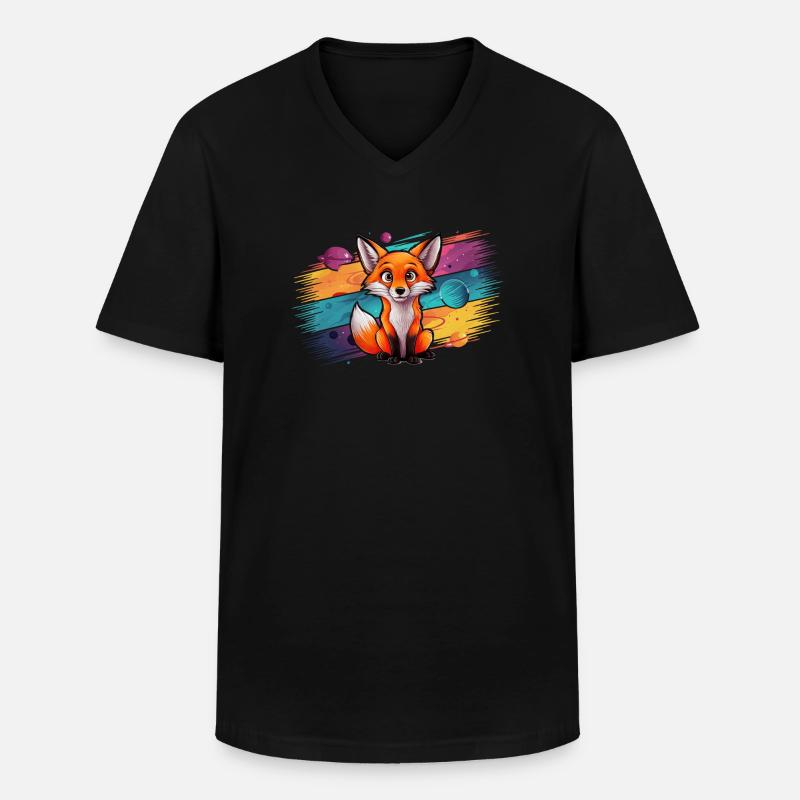 Fuchs - Illustration - Männer-T-Shirt mit V-Ausschnitt - Schwarz