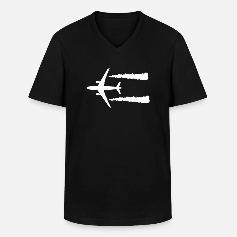 Flugzeug - Männer-T-Shirt mit V-Ausschnitt - Schwarz