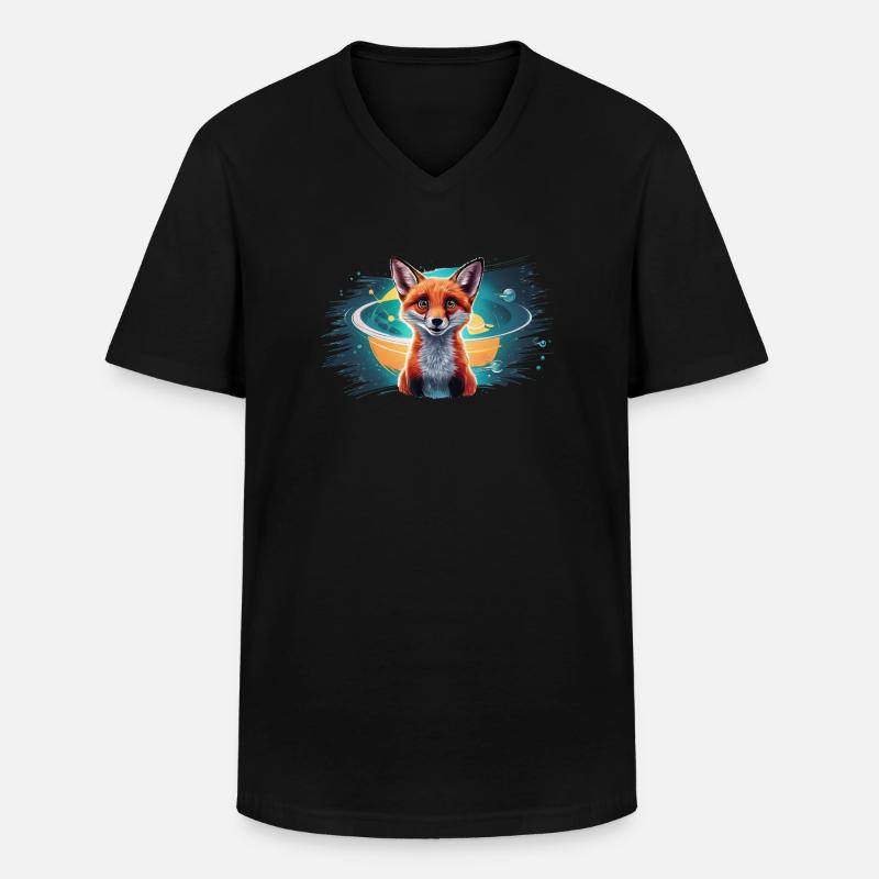 Fuchs - Illustration - Männer-T-Shirt mit V-Ausschnitt - Schwarz