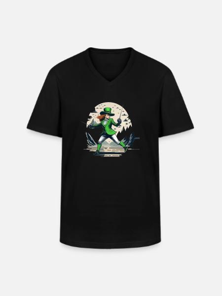 St. Patrick's Day Shamrock Fencing - Men's V-Neck T-Shirt - black
