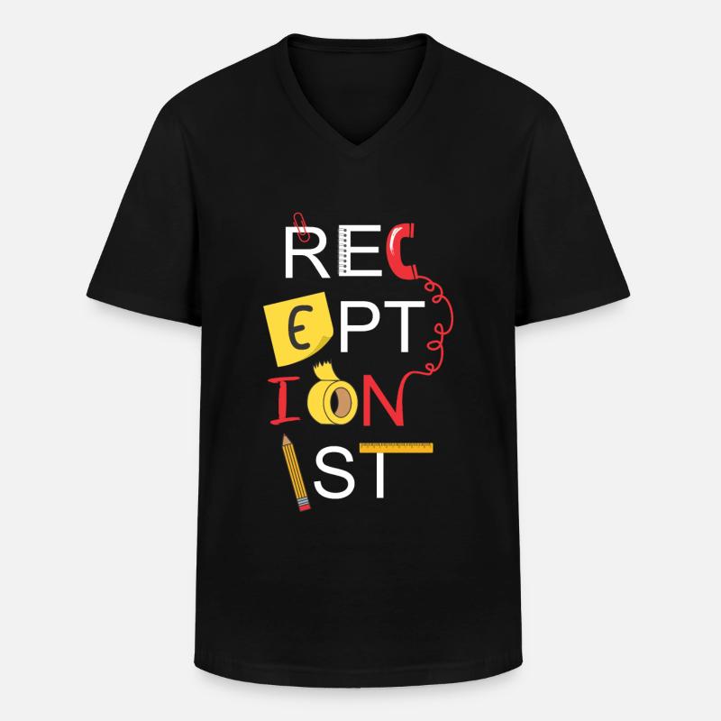 Rezeptionist - Männer-T-Shirt mit V-Ausschnitt - Schwarz