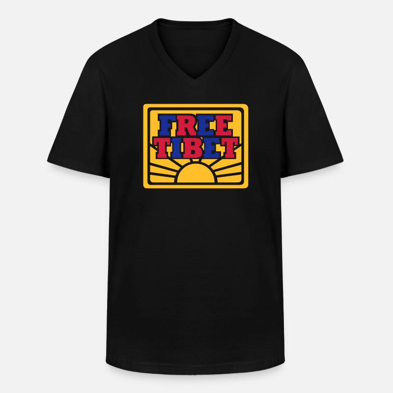 Free Tibet - Männer-T-Shirt mit V-Ausschnitt - Schwarz