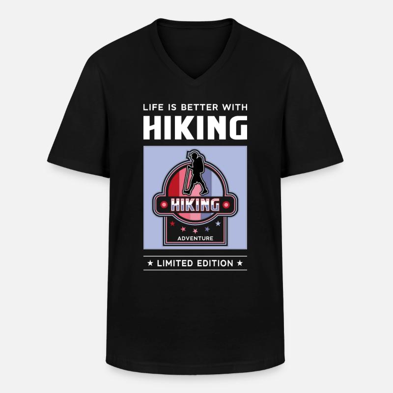 Hiking - Männer-T-Shirt mit V-Ausschnitt - Schwarz
