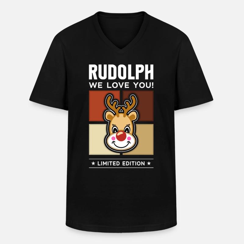 Rudolph - Männer-T-Shirt mit V-Ausschnitt - Schwarz