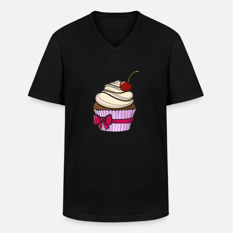 Sweet comic Cupcake - Männer-T-Shirt mit V-Ausschnitt - Schwarz