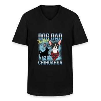 Propriétaire de chihuahua - Le meilleur papa de chien - T-shirt col V Homme - noir - Devant - AI Model Male 178 dark (178cm)