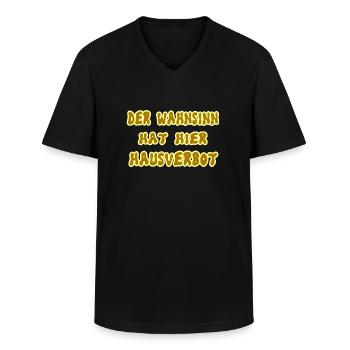 Der Wahnsinn hat hier Hausverbot - Männer-T-Shirt mit V-Ausschnitt - Schwarz - Vorne - AI Model Male 178 dark (178cm)
