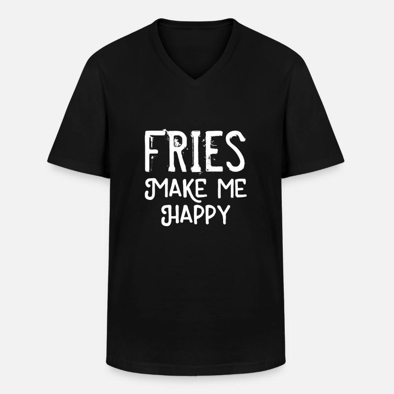 Fries make me happy - Männer-T-Shirt mit V-Ausschnitt - Schwarz