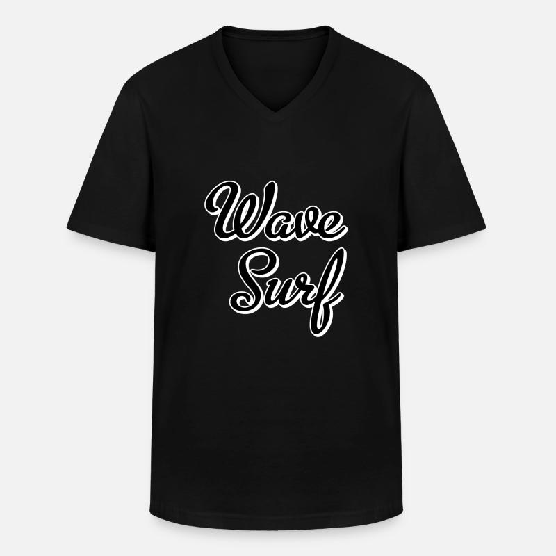 Wave Surf - Männer-T-Shirt mit V-Ausschnitt - Schwarz