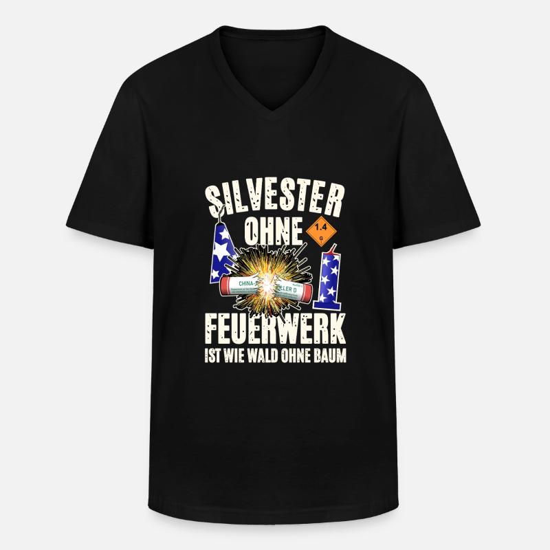 Pyro an Silvester - Männer-T-Shirt mit V-Ausschnitt - Schwarz