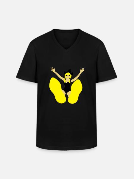 Pin up with big feet - Men's V-Neck T-Shirt - black