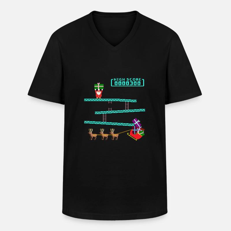 Santa Kong - Männer-T-Shirt mit V-Ausschnitt - Schwarz