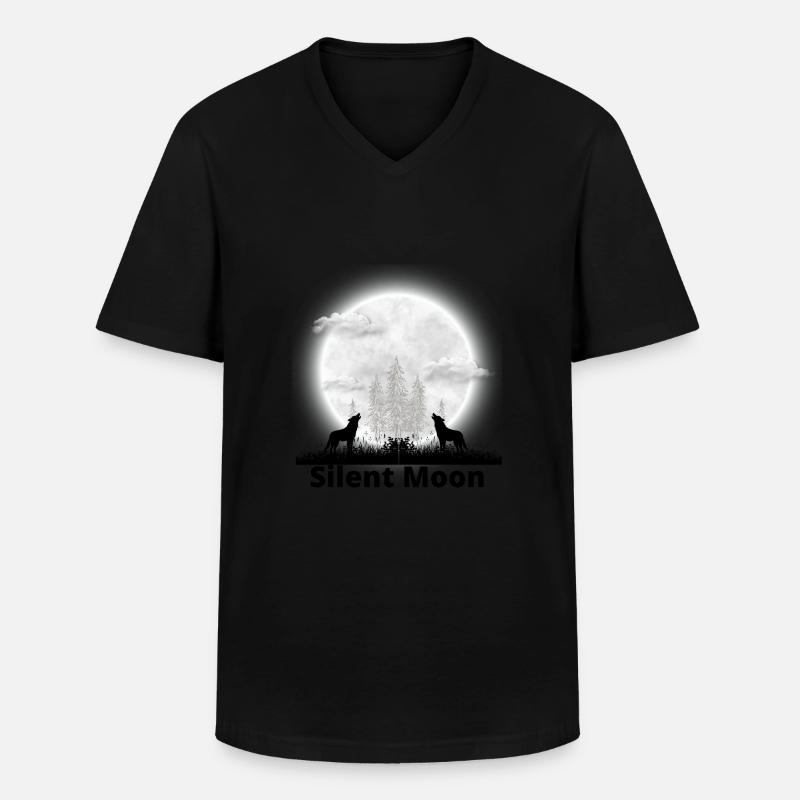 Silent Moon - Männer-T-Shirt mit V-Ausschnitt - Schwarz