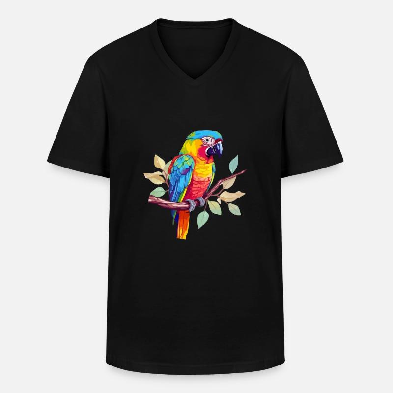 Hacki der Papagei - Männer-T-Shirt mit V-Ausschnitt - Schwarz