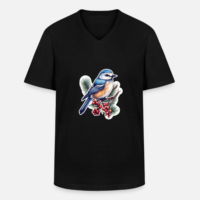 Spechtmeise Kleiber - Männer-T-Shirt mit V-Ausschnitt - Schwarz