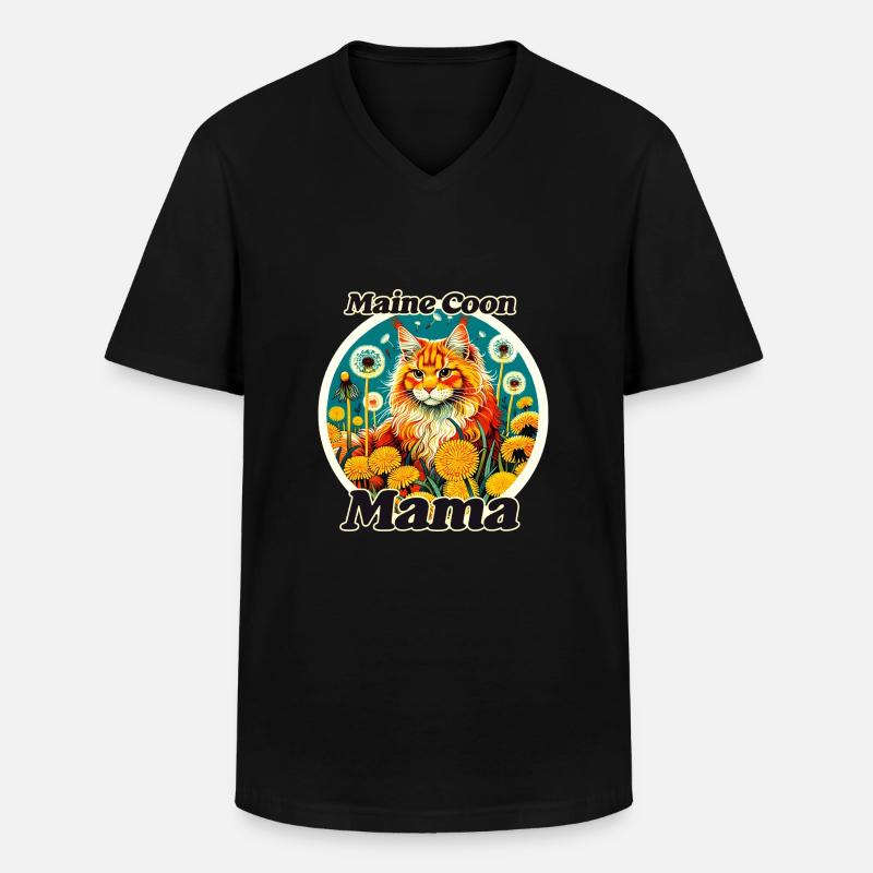 MaineCoon Mama - Männer-T-Shirt mit V-Ausschnitt - Schwarz