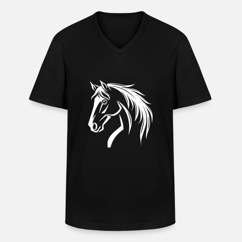Pferd - Männer-T-Shirt mit V-Ausschnitt - Schwarz