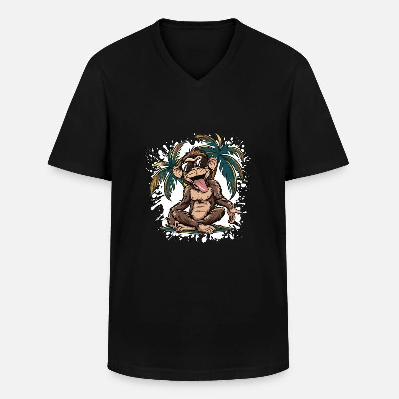 Monkey Island Palm Tree - Men's V-Neck T-Shirt - black