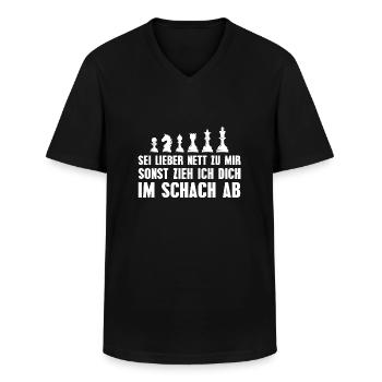 Sei lieber nett zu mir Schach - Männer-T-Shirt mit V-Ausschnitt - Schwarz - Vorne - AI Model Male 178 dark (178cm)