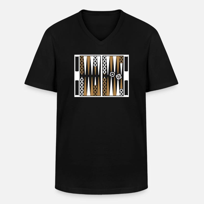 Backgammon - T-shirt col V Homme - noir