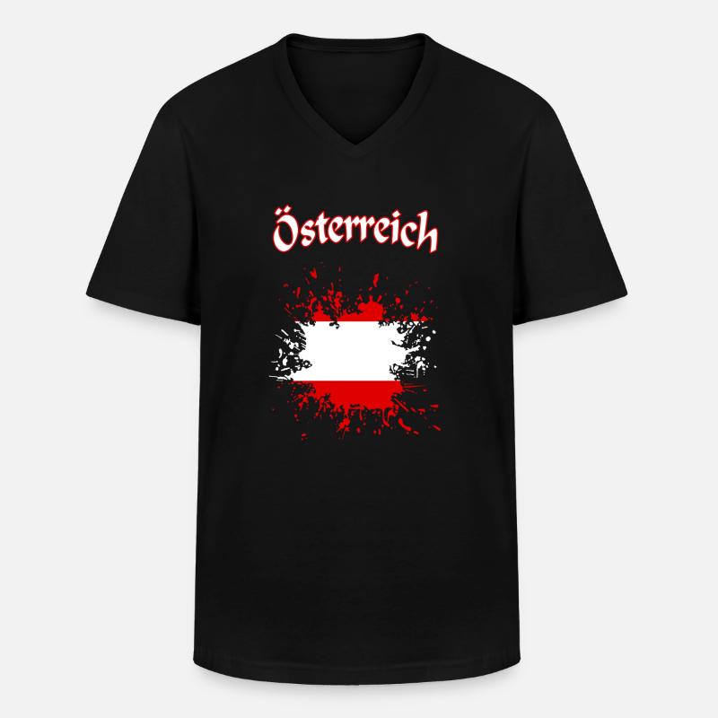Österreich - Männer-T-Shirt mit V-Ausschnitt - Schwarz