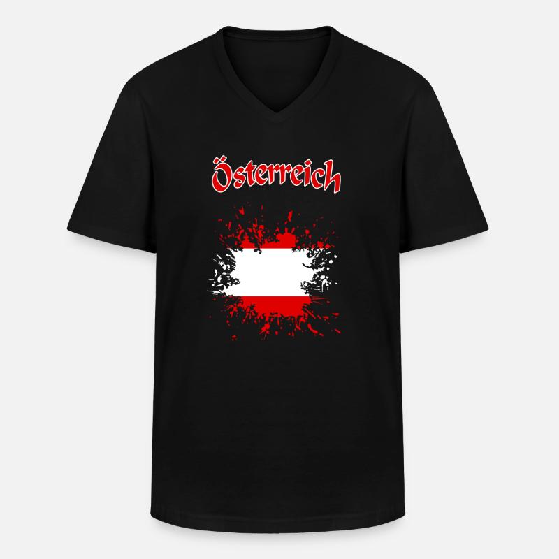 Österreich - Männer-T-Shirt mit V-Ausschnitt - Schwarz