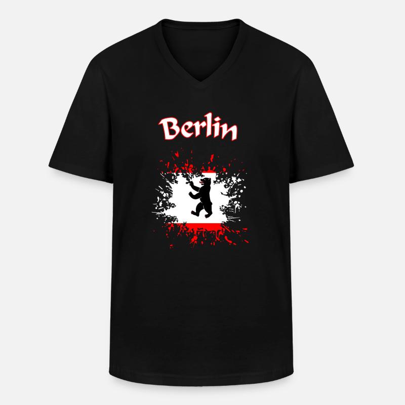 Berlin - Männer-T-Shirt mit V-Ausschnitt - Schwarz