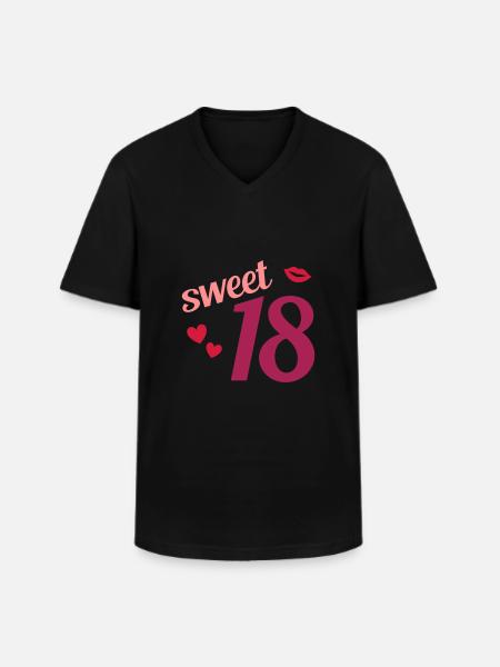 Sweet 18 (hearts, lips) - Men's V-Neck T-Shirt - black