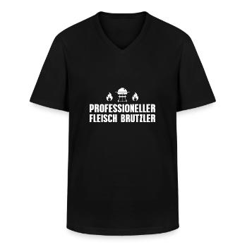 Professioneller Fleisch Brutzler Grillen - Männer-T-Shirt mit V-Ausschnitt - Schwarz - Vorne - AI Model Male 178 dark (178cm)