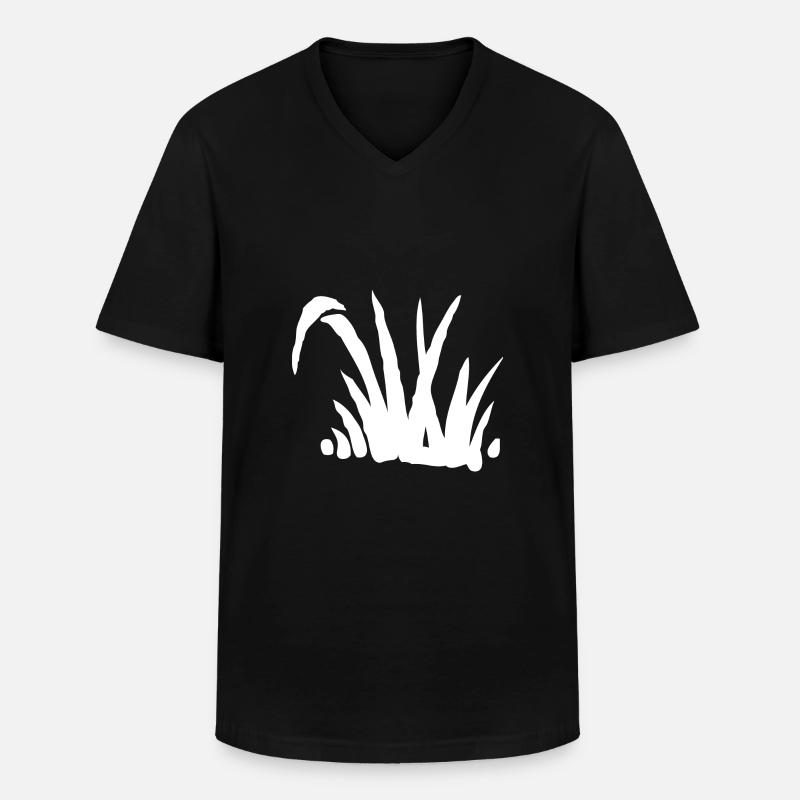 Gras Busch - Männer-T-Shirt mit V-Ausschnitt - Schwarz