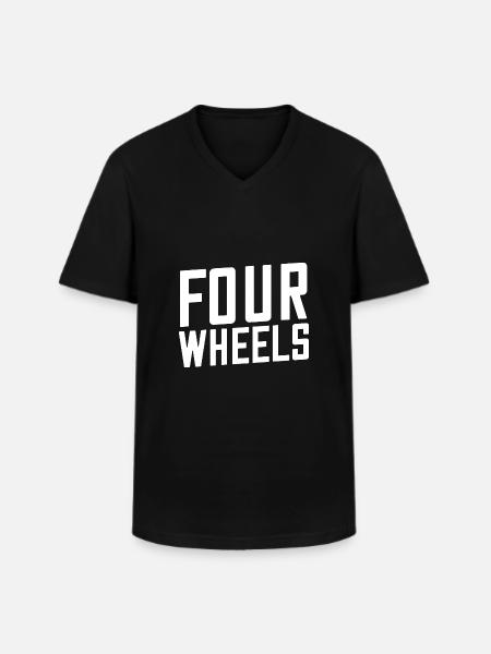 Four wheels - Men's V-Neck T-Shirt - black