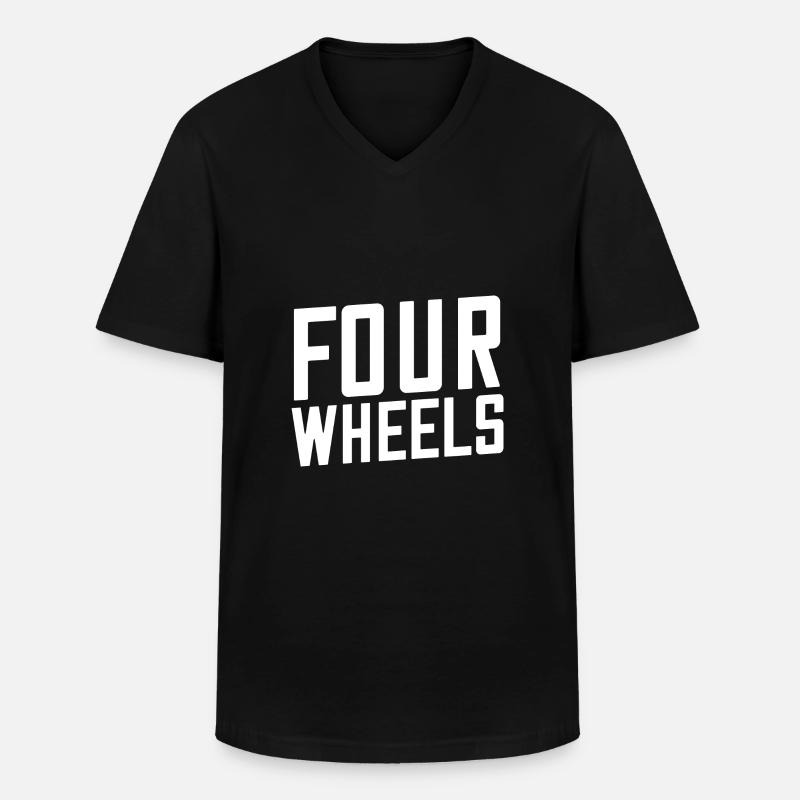 Four wheels - Männer-T-Shirt mit V-Ausschnitt - Schwarz