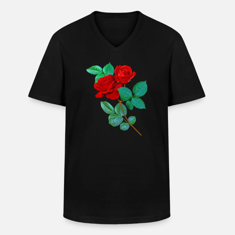 Rote Rosen - Männer-T-Shirt mit V-Ausschnitt - Schwarz