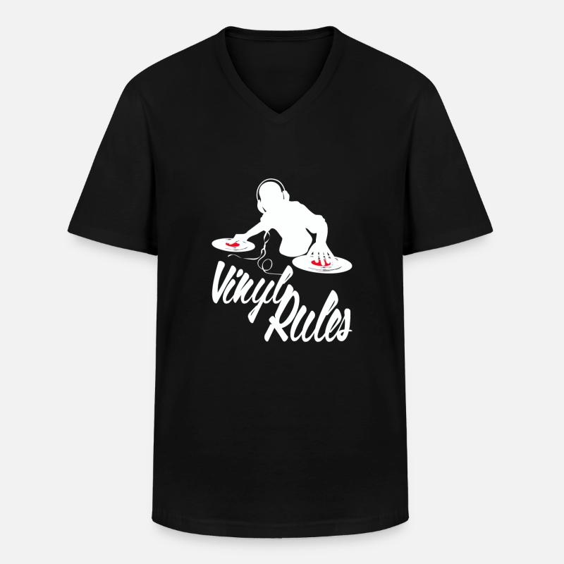 Vinyl Deejay - Männer-T-Shirt mit V-Ausschnitt - Schwarz