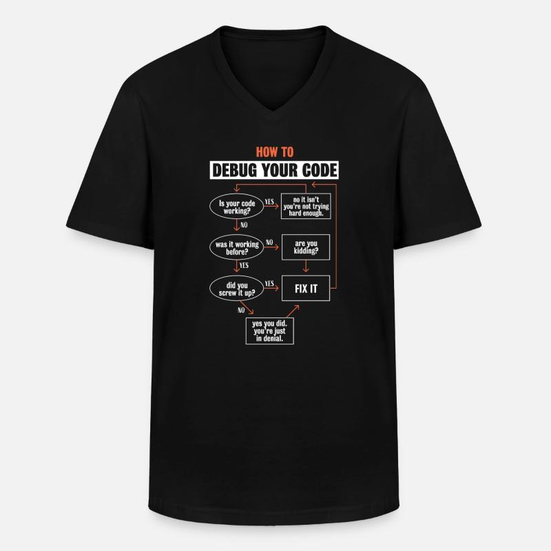 "How to debug your code" Funny Programmer Coding - Men's V-Neck T-Shirt - black