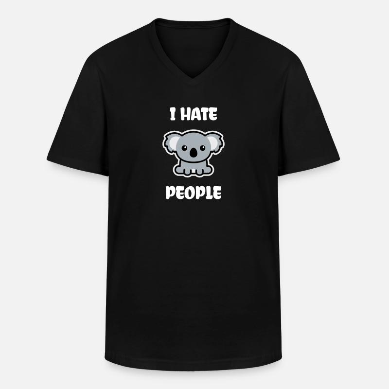 Koalabär I Hate People - Männer-T-Shirt mit V-Ausschnitt - Schwarz