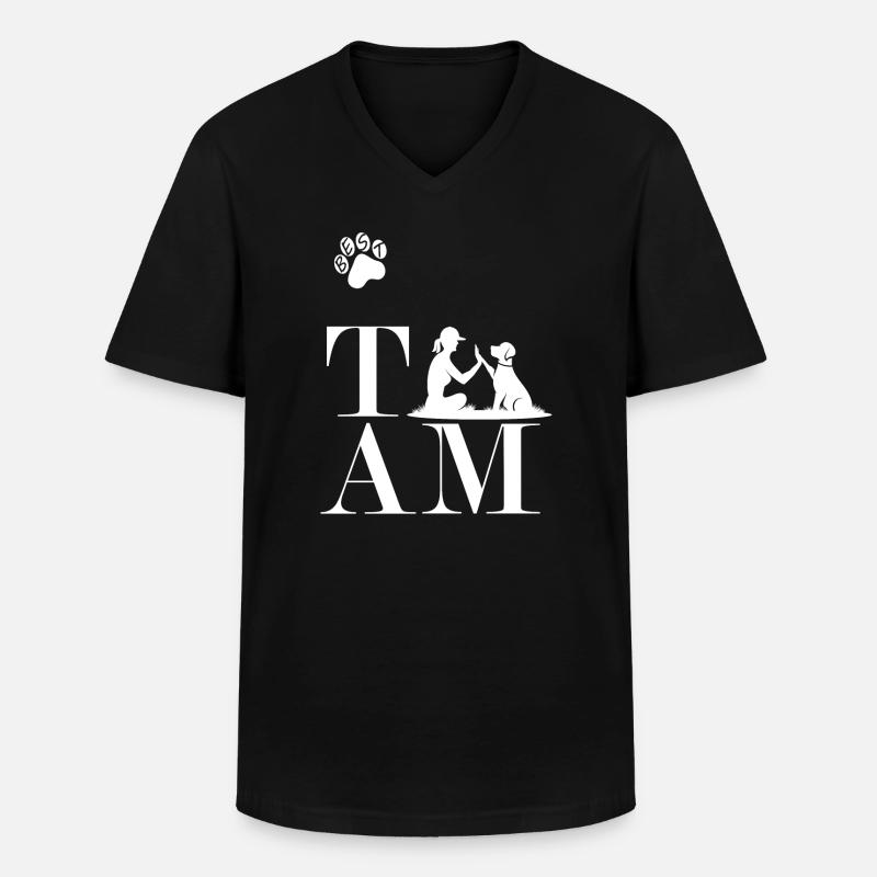 Hunde TEAM - Männer-T-Shirt mit V-Ausschnitt - Schwarz