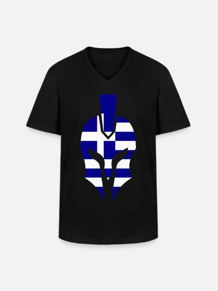 Griechische Helm - Männer-T-Shirt mit V-Ausschnitt - Schwarz